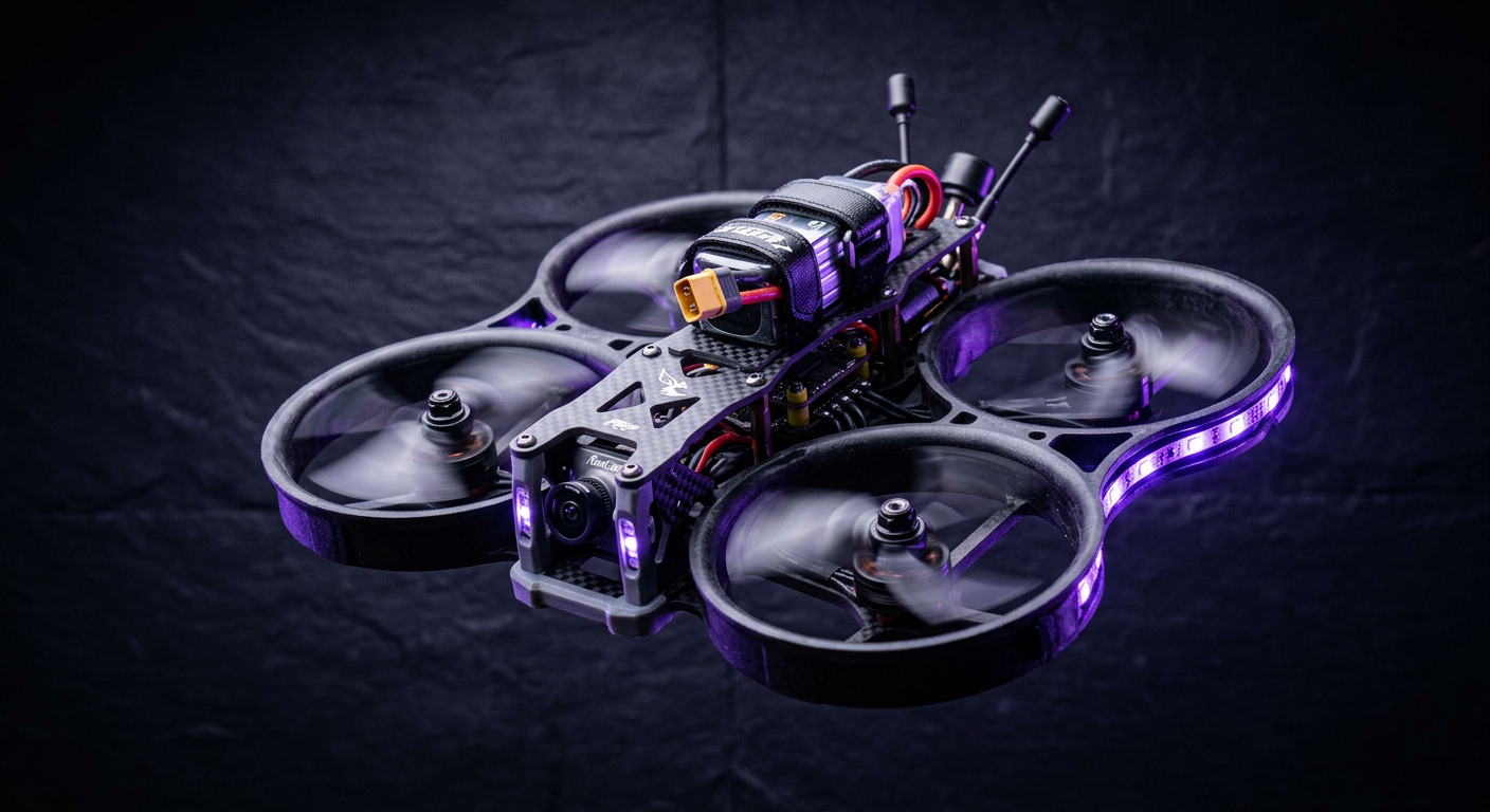 Drone FPV cinewhoop in volo